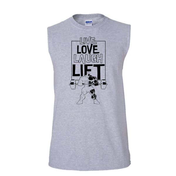 Live Love Laugh Lift T Shirt, Gift For Gymmer Tank Top (Men's Cotton Sleeveless)