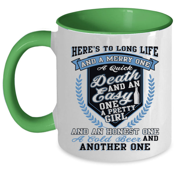Cold Beer Coffee Mug, Pretty Girl Accent Mug