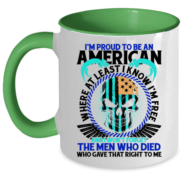 Cool American Flag Coffee Mug, I'm Proud To Be An American Accent Mug