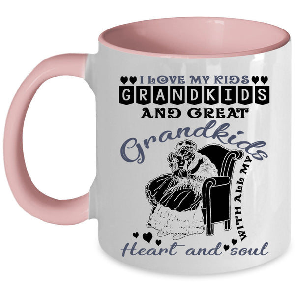 Grandkids And Great Grandkids Coffee Mug, I Love My Kids Accent Mug