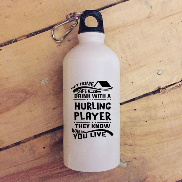 Get Home Safe Drink With A Hurling Player 20 oz Stainless Steel Bottle,Funny Drinking Outdoor Sports Water Bottle