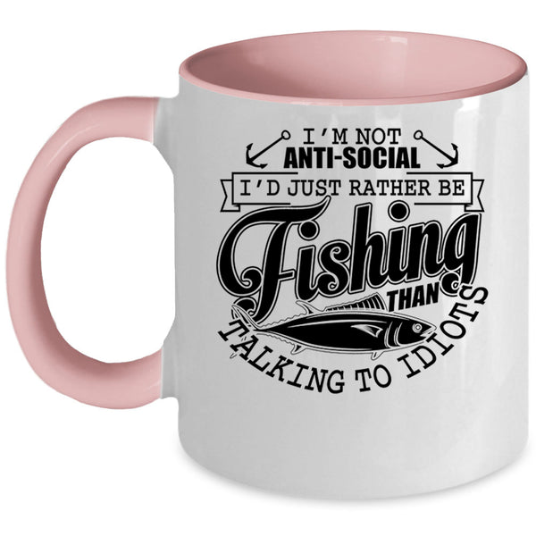 Cool Fishing Coffee Mug, I'd Just Rather Be Fishing Accent Mug