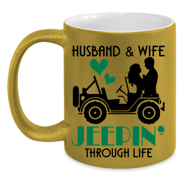 Jeeping Through Life Coffee Mug, Husband And Wife Accent Mug