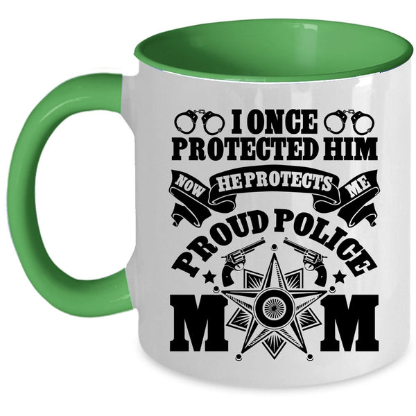 Cool Gift For Mom Coffee Mug, Proud Police Mom Accent Mug