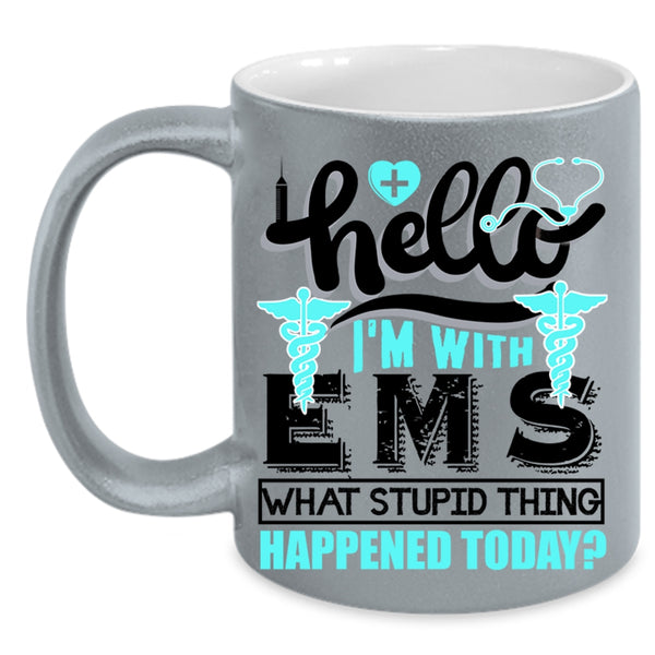 Cute Gift For Nurses Coffee Mug, I'm With EMS Accent Mug