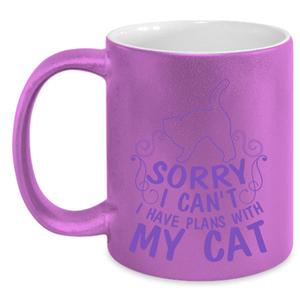 Cute Gift For Cat Lovers Coffee Mug, I Have Plans With My Cat Accent Mug