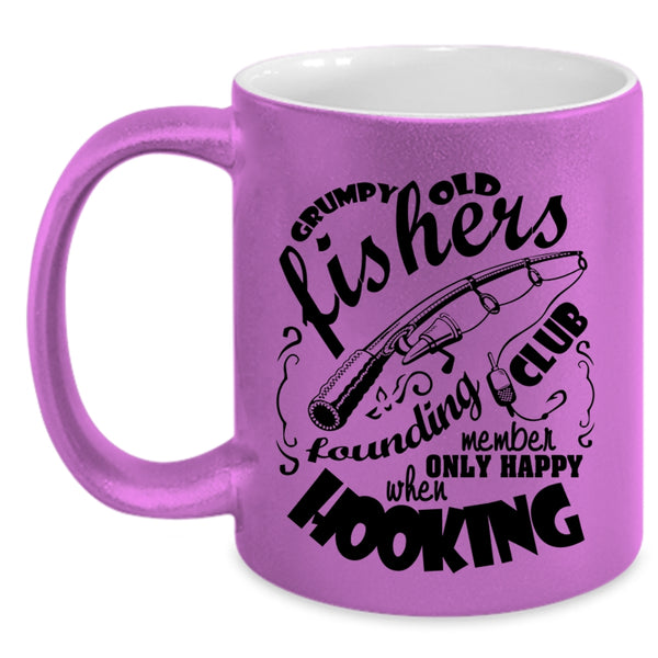 Funny Fishing Coffee Mug, Grumpy Old Fishers Founding Club Accent Mug