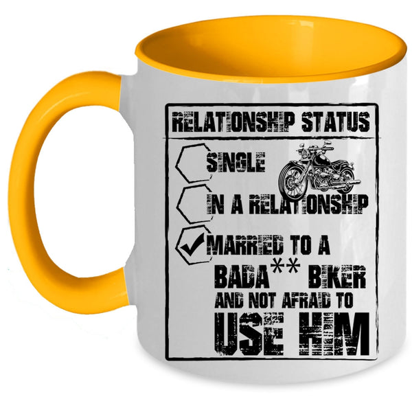 Married To A Biker Coffee Mug, Relationship Status Accent Mug