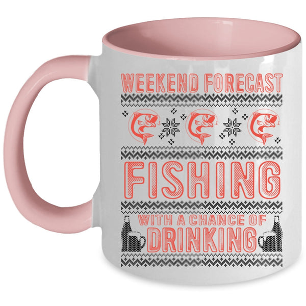 Chance Of Drinking Coffee Mug, Weekend Forecast Fishing Accent Mug
