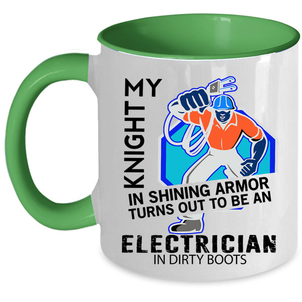 Cool Job Coffee Mug, To Be An Electrician In Dirty Boots Accent Mug