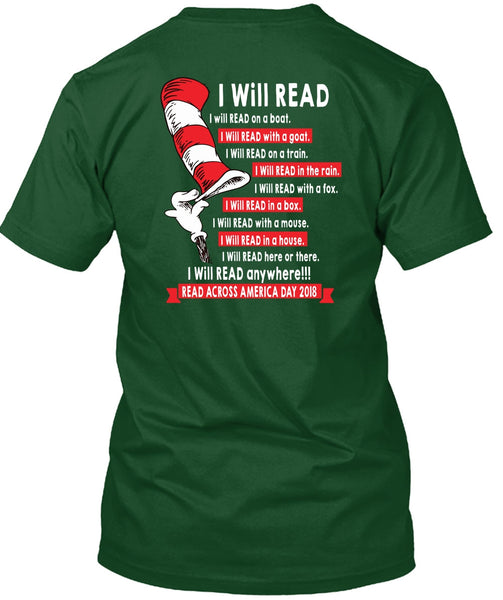 The Cat in the Hat T Shirt 2018, I Will Read Anywhere T Shirt, I Will Read In A Box T Shirt
