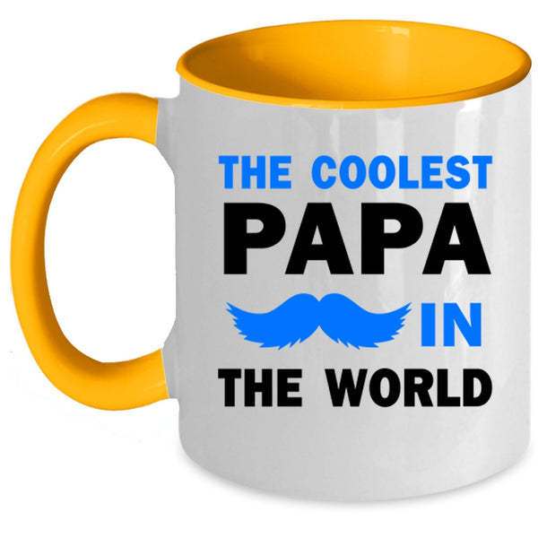 Cool Papa Coffee Mug, The Coolest Papa In The World Accent Mug