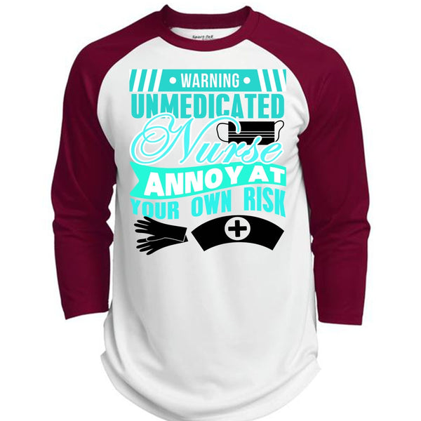 Warning Unmedicated Nurse T Shirt, I Love Nursing T Shirt, Awesome T-Shirts  (Polyester Game Baseball Jersey)