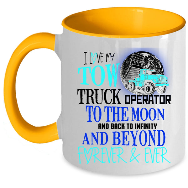 Cute Love Coffee Mug, I Love My Tow Truck Operator Accent Mug