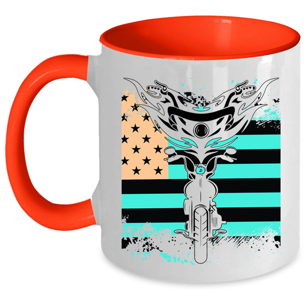 American Flag Coffee Mug, Cool Motorcycles Accent Mug