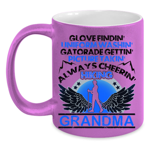 Always Cheering Hiking Grandma Coffee Mug, Glove Finding Picture Taking Accent Mug