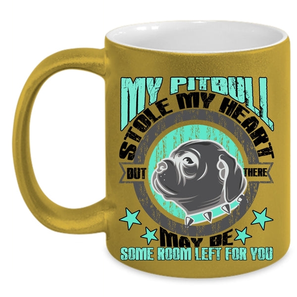 I Love My Pitbull Coffee Mug, My Pitbull Stole My Heart Accent Mug