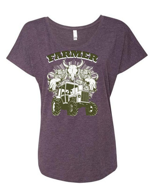 Being A Farmer T Shirt, I Love Farming T Shirt, Cool Shirt (Ladies' Triblend Dolman Sleeve)
