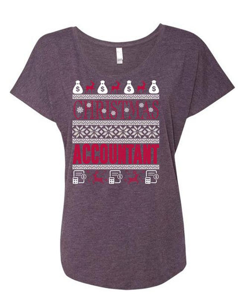 Christmas Accountant T Shirt, Being An Accountant T Shirt, Cool Shirt (Ladies' Triblend Dolman Sleeve)