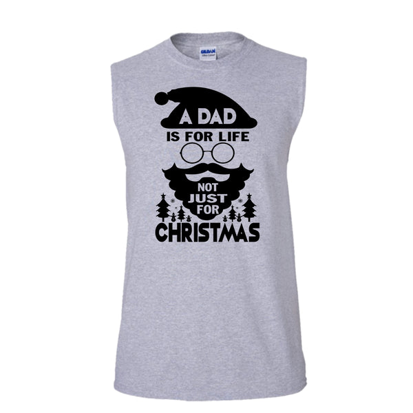 A Dad Is For Life T Shirt, Dad Merry Christmas T Shirt, Awesome t-shirts (Men's Cotton Sleeveless)
