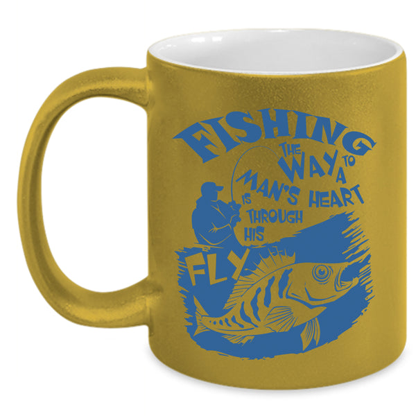 I Love Husband Coffee Mug, Fishing The Way To A Man's Heart Accent Mug