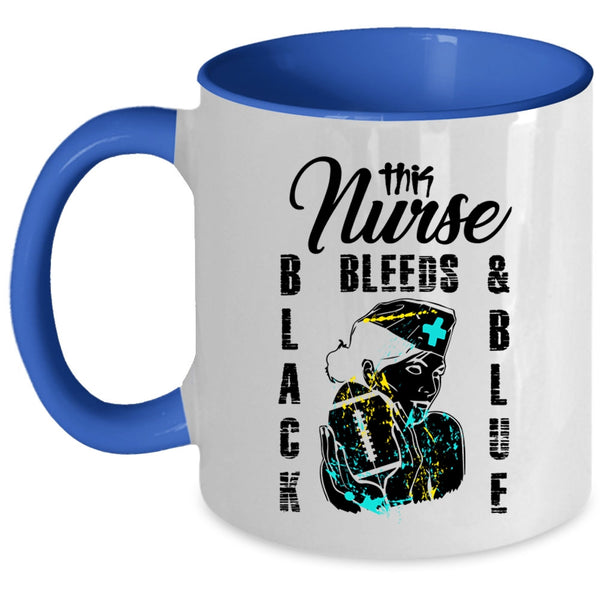 Cool Nurses Coffee Mug, This Nurse Black Bleeds And Blue Accent Mug
