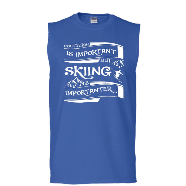 I Am A Cool Skiner T Shirt, Education Is Important But Skiing Is Importanter T Shirt, Cool T Shirt (Men's Cotton Sleeveless)