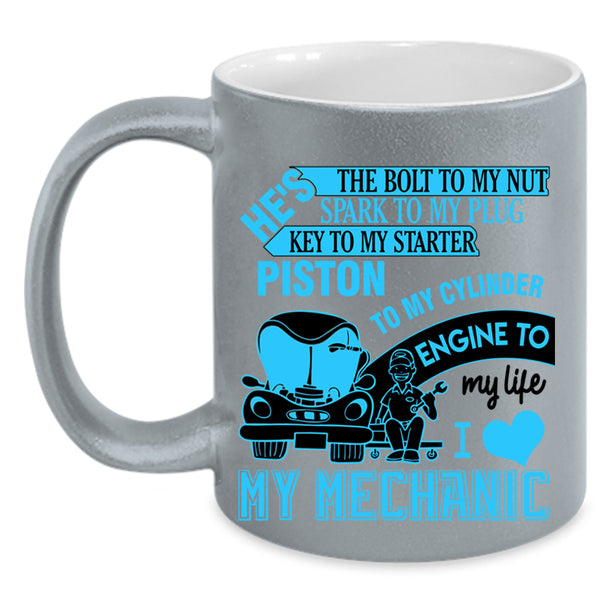 Cool Couple Coffee Mug, I Love My Mechanic Accent Mug