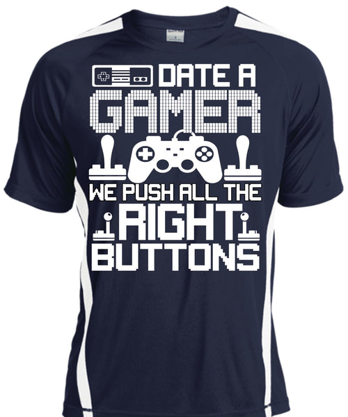 Date A Gamer T Shirt, Right Buttons T Shirt, Cool Shirt