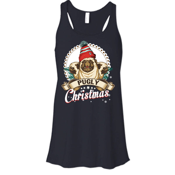 Pugly Christmas T Shirt, Coolest Pug Tank Top