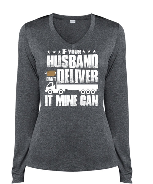 If Your Husband T Shirt, Being A Husband T Shirt, Cool Shirt (Ladies LS Heather V-Neck)