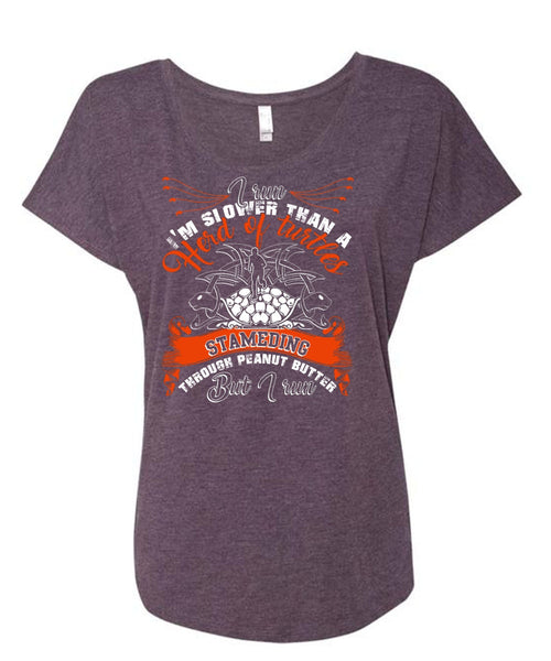 I Run I'm Slower T Shirt, Being A Runner T Shirt, Cool Shirt (Ladies' Triblend Dolman Sleeve)