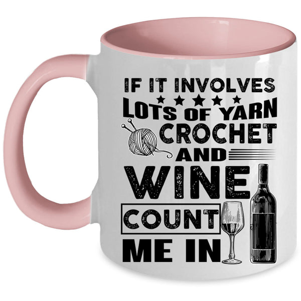 Wine Drinker Coffee Mug, Crochet And Wine Accent Mug