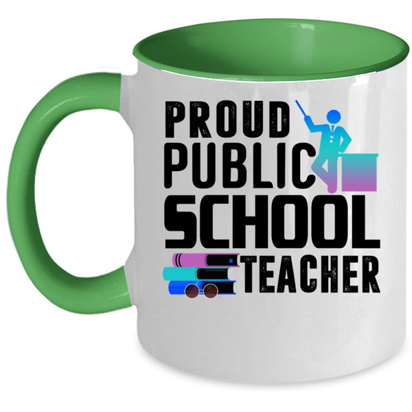 Cat Lovers Coffee Mug, Proud Public School Teacher Accent Mug