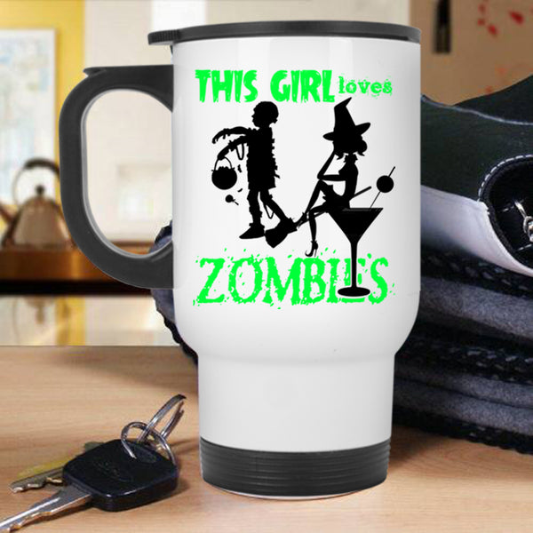 Cute Halloween Travel Mug, This Girl Loves Zombies Mug