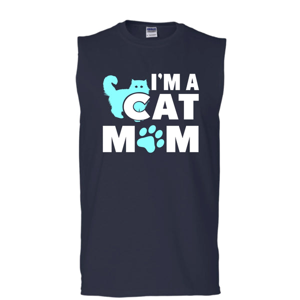 I'm Cat Mom Shirt, I Love My Cat Shirt (Men's Cotton Sleeveless)