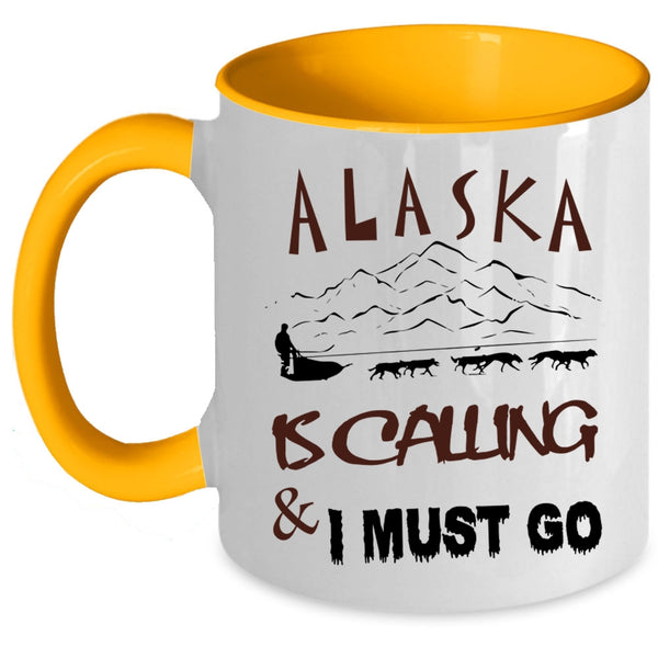 Cute Alaska Coffee Mug, Alaska Is Calling And I Must Go Accent Mug