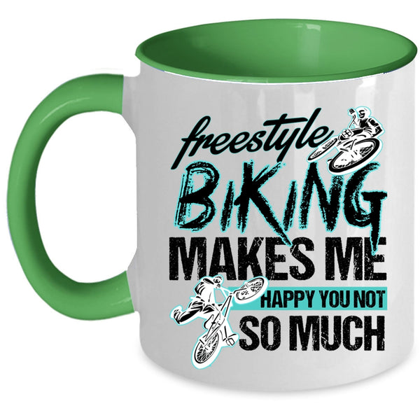 Awesome Biking Coffee Mug, Freestyle Biking Makes Me Happy Accent Mug
