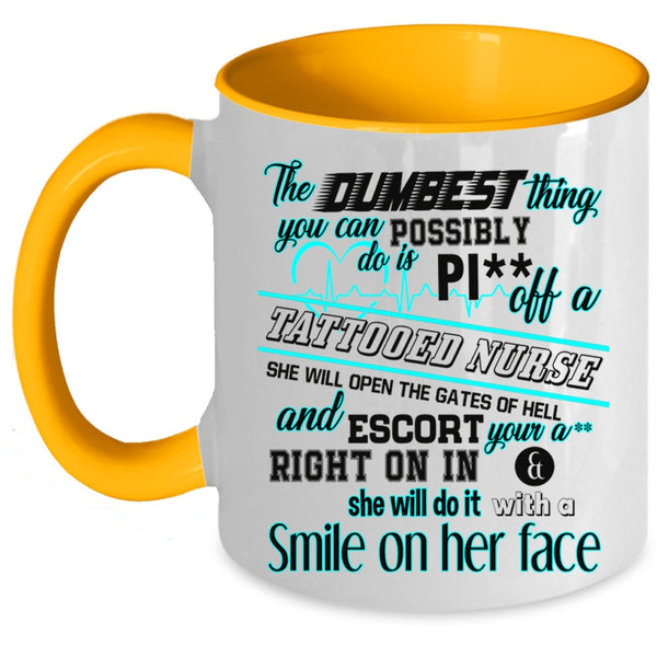Funny Gift For Nurse Coffee Mug, Tattooed Nurse Accent Mug
