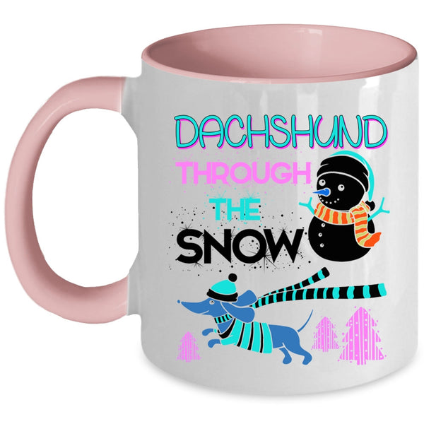 Cute Dachshund Coffee Mug, Dachshund Through The Snow Accent Mug