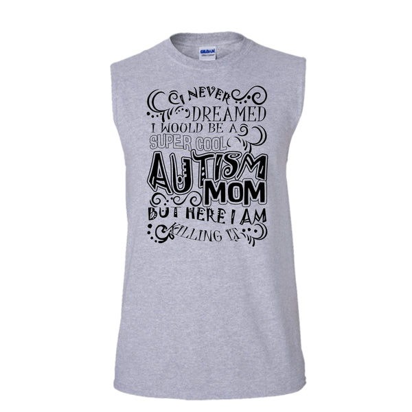 Cool Autism Mom T Shirt, Gift For Autism Mom Tank Top (Men's Cotton Sleeveless)