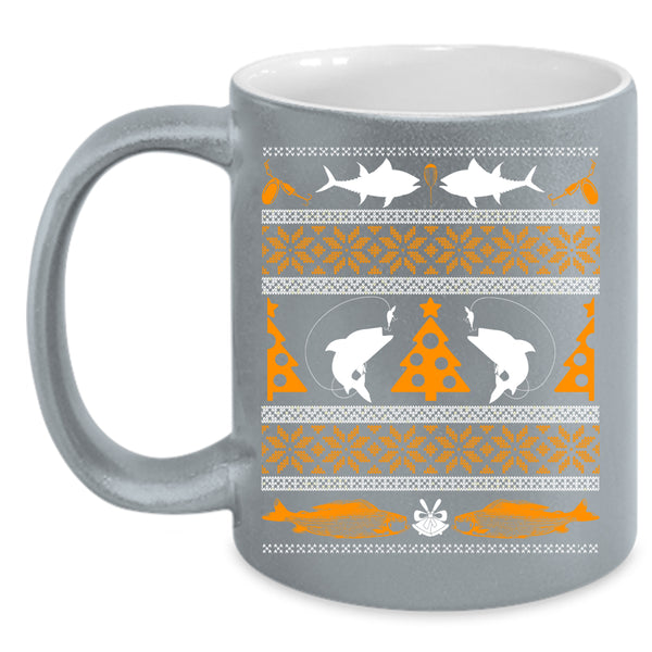 Funny Fishing Coffee Mug, Christmas Tree  Coffee Cup