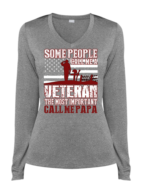 The Most Important Call Me Papa T Shirt, Call Me A Veteran T Shirt, Cool Shirt (Ladies LS Heather V-Neck)