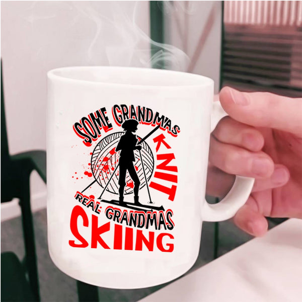 Real Grandmas Skiing Coffee Mug, Some Grandmas Knit Cup