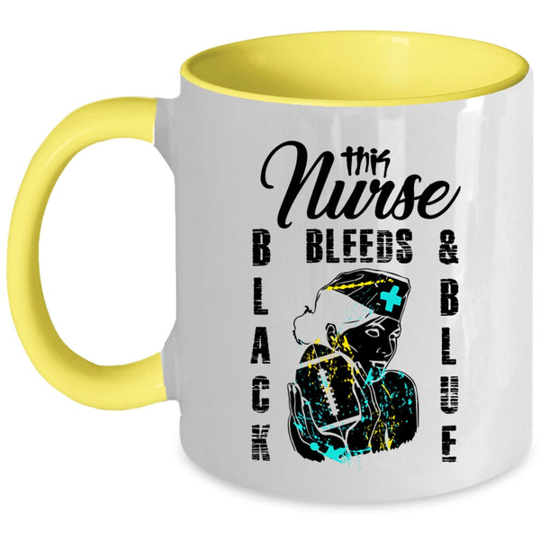 Cool Nurses Coffee Mug, This Nurse Black Bleeds And Blue Accent Mug