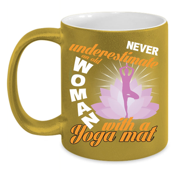 An Old Woman With A Yoga Mat Coffee Mug, Awesome Grandma Coffee Cup