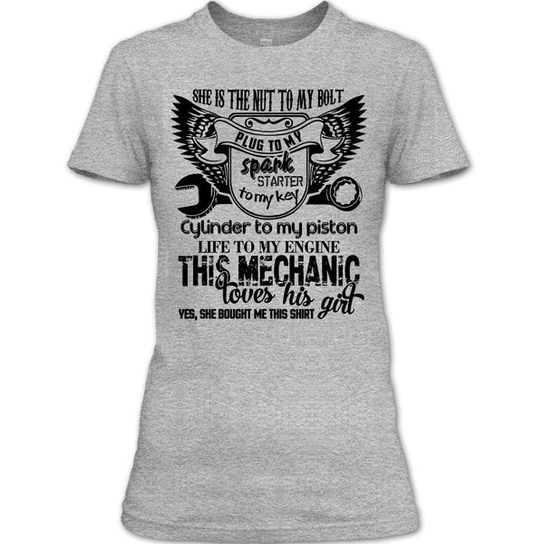 She Is The Nut To My Bolt T Shirt, Coolest Mechanic Husband T Shirt