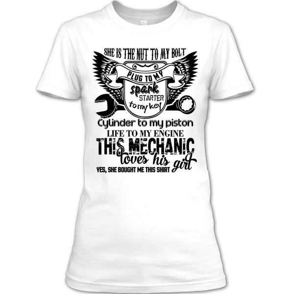 She Is The Nut To My Bolt T Shirt, Coolest Mechanic Husband T Shirt