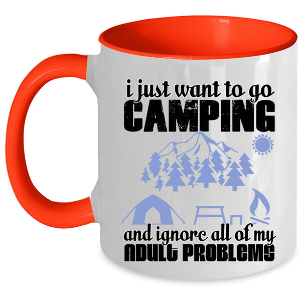 Funny Camping Coffee Mug, I Just Want To Go Camping Accent Mug