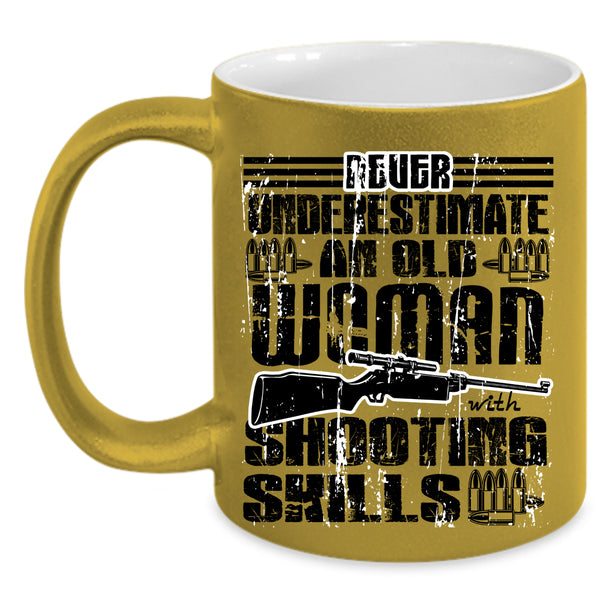 Cool Grandmother Coffee Mug, An Old Woman With Shooting Skills Accent Mug